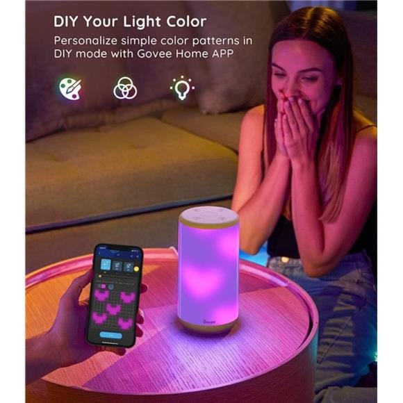 RGBIC Table Lamp, Smart Lamp Work with Alexa, LED Beside Lamp with Music Sync - Picture 2 of 5